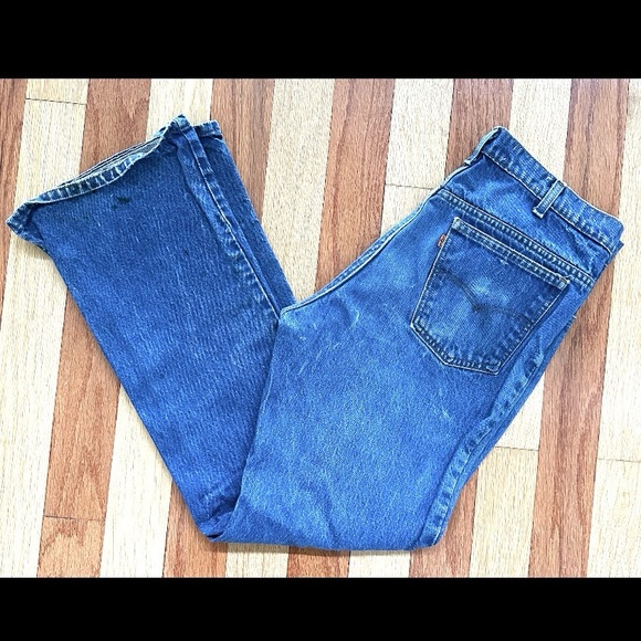 VINTAGE 1980s LEVI'S 575 ORANGE TAB BLUE DENIM JEANS 100% COTTON 38 OCT 1984 USA